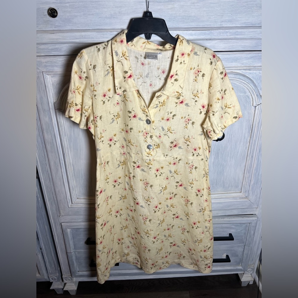 Match Light Yellow Floral Mini Dress
